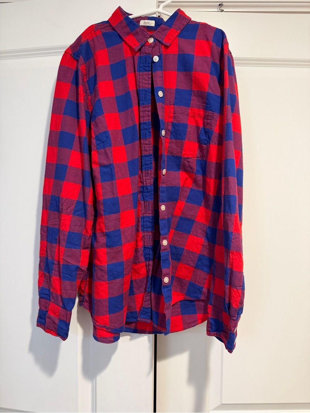 Women’s Red & Blue Check Button-Down Shirt